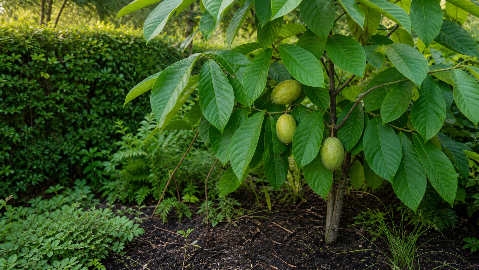 Odla pawpaw i södra Sverige med skyddat läge och frukt på trädet